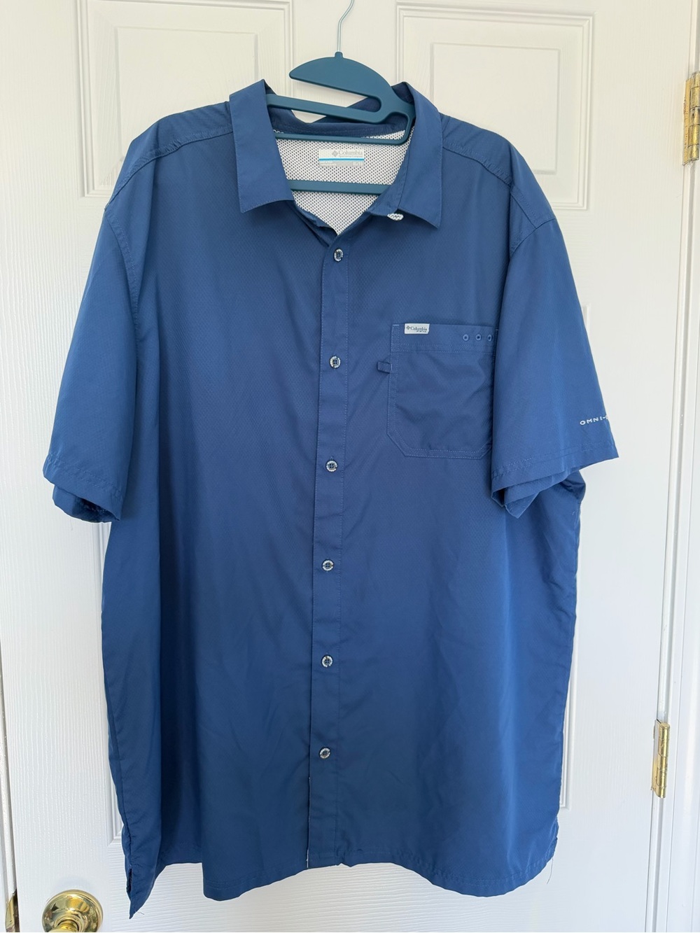 Men's Columbia Dark Blue PFG Fishing Button Down Shirt Size XL